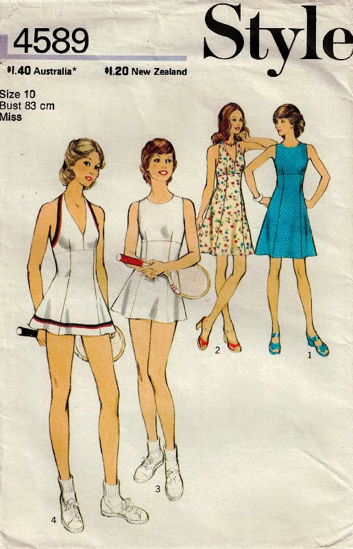 Style 4589 Womens High Waisted Dress or Tennis Dress & Panties 1970s Vintage Sewing Pattern Size 10 Bust 32.5 Inches Style 4589 Womens High Waisted Dress or Tennis Dress & Panties 1970s Vintage Sewing Pattern Size 10 Bust 32.5 Inches