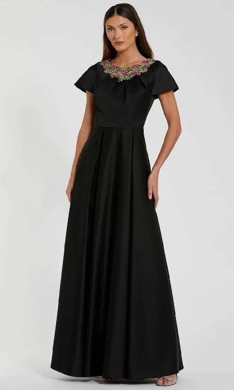 Mac Duggal 2272 - Embellished Neck Short Sleeve Long Dress