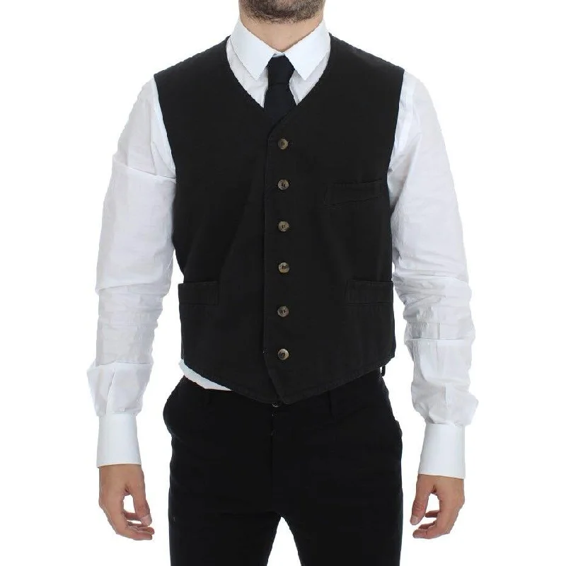 Dolce & Gabbana Elegant Black Cotton Blend Dress Vest