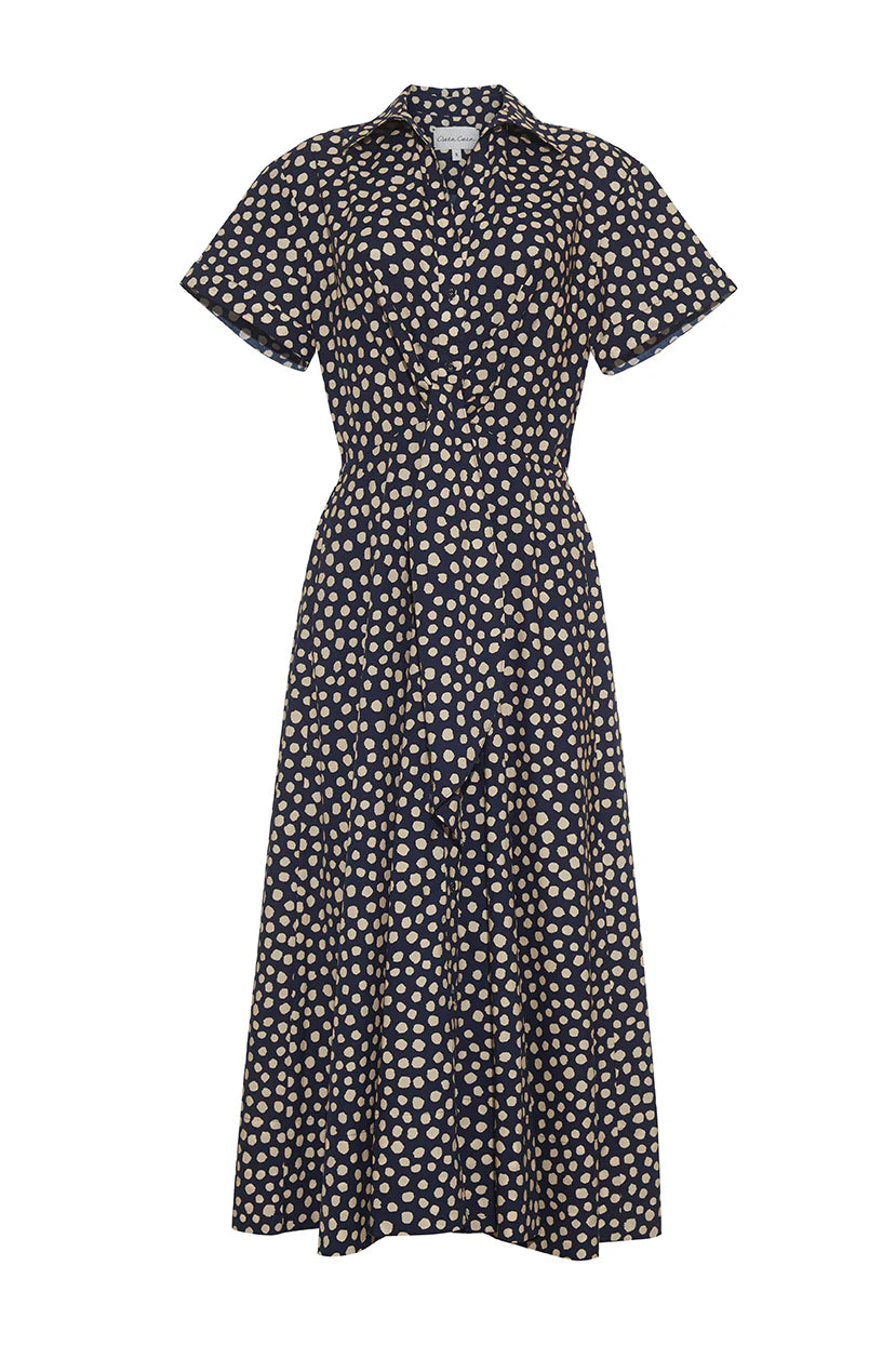 ASBURY DRESS IN NAVY DOT
