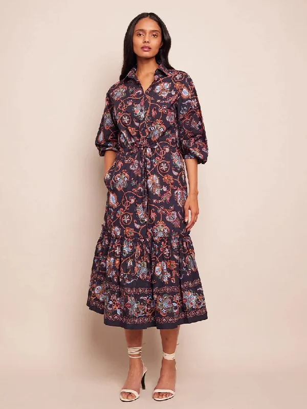 HUTTON DRESS IN BLACK CORAL