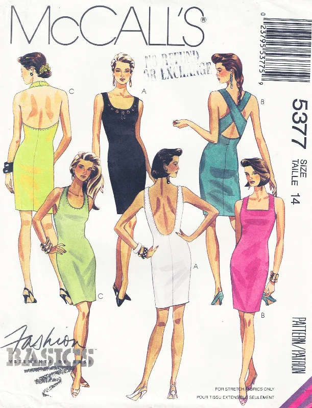McCall's 5377 Womens Stretch Evening Sheath Dress 1990s Vintage Sewing Pattern Size 14 Bust 36 inches McCall's 5377 Womens Stretch Evening Sheath Dress 1990s Vintage Sewing Pattern Size 14 Bust 36 inches