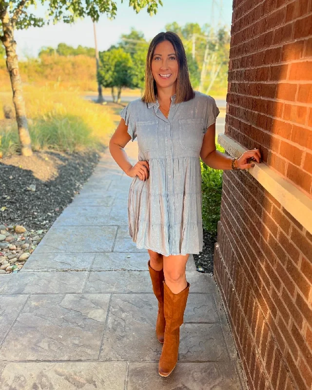 - The One I Loved Denim Button Down Dress