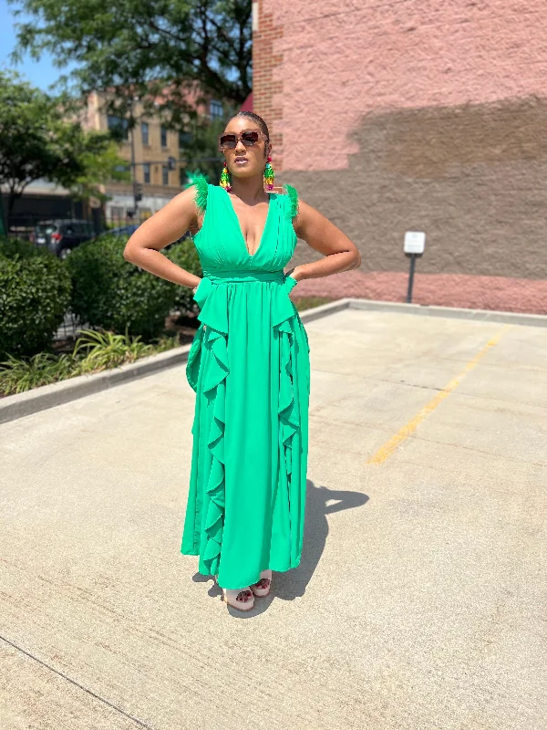 ENCHANTED RUFFLES DRESS (GREEN)