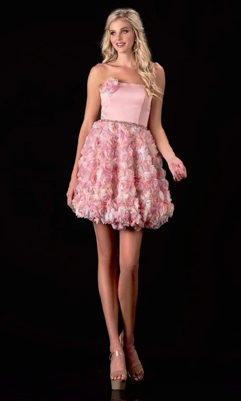 Terani Couture 2112P4391 - Strapless Floral Cocktail Dress