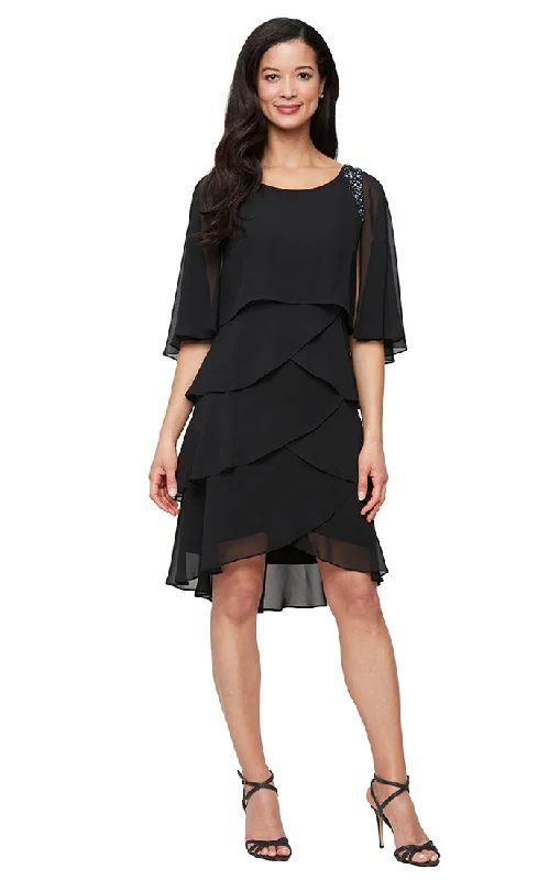Beaded Shoulder Cape Dress