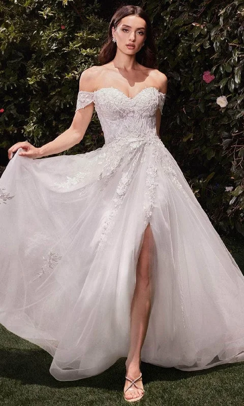 Ladivine Bridal C159W - Embroidered Off-Shoulder Bridal Dress