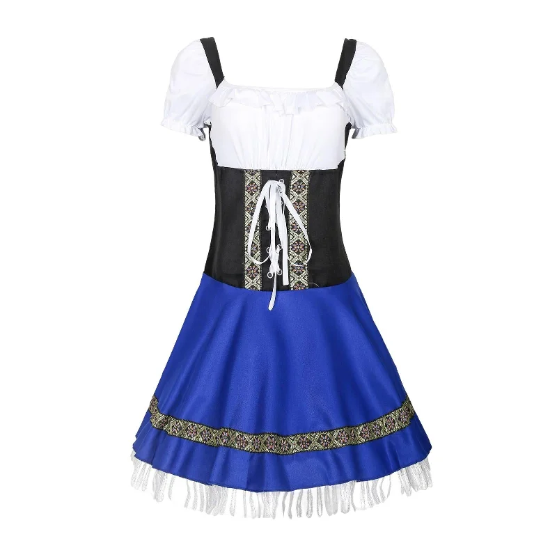 Maxbell Blue Oktoberfest Costume Women German Beer Girl Dirndl Dress Dress M