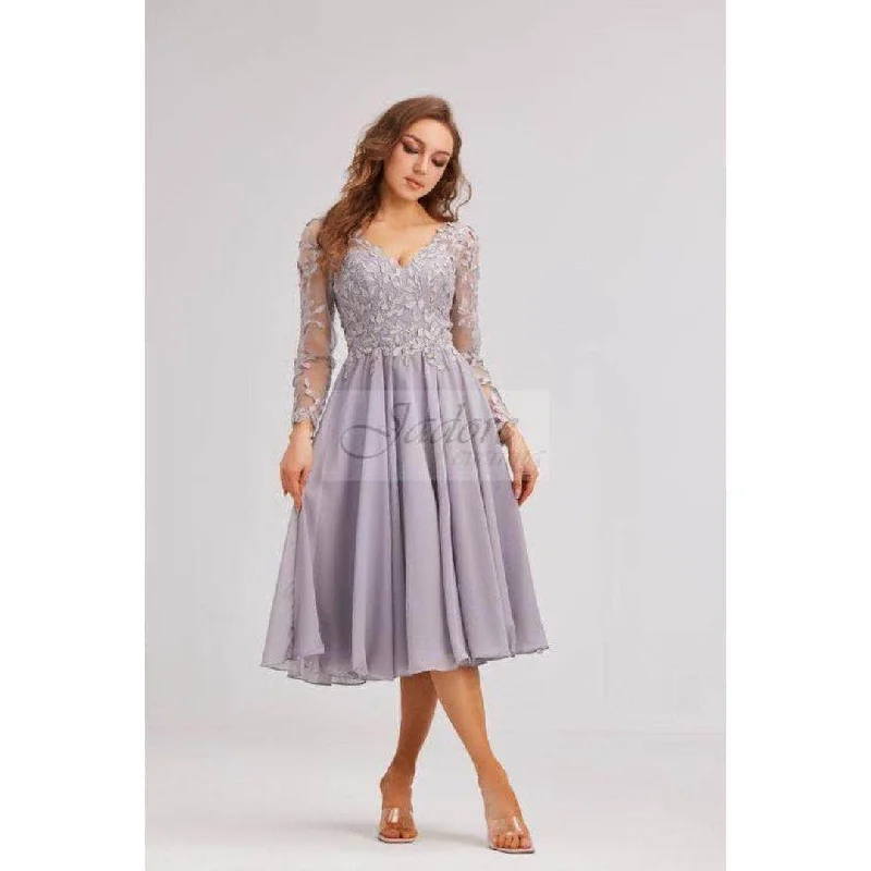 J'Adore Dresses J23066 - Embroidered V-Neck Dress