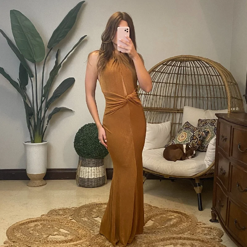 Emi Dress in a Burnt Tan