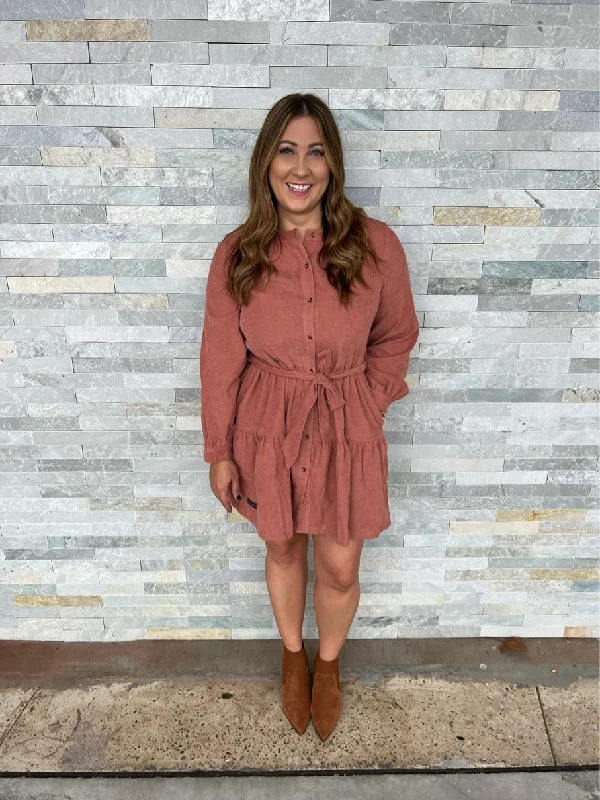 - Pep In Your Step Corduroy Dress