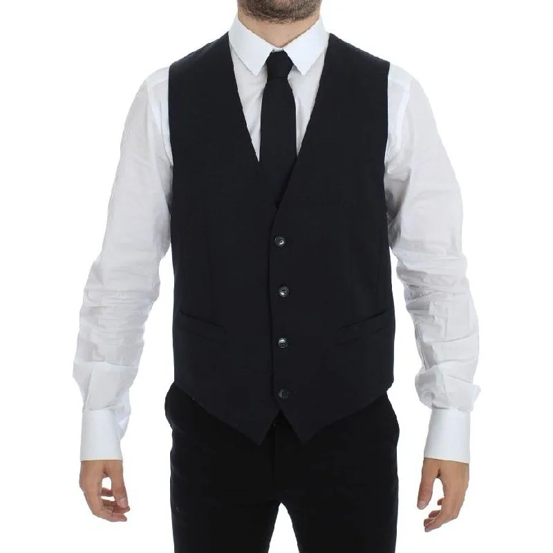 Dolce & Gabbana Elegant Blue Cotton Stretch Dress Vest
