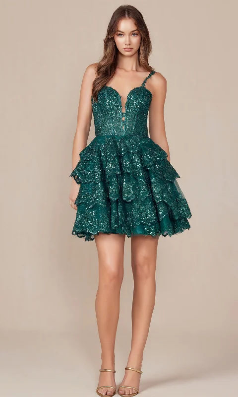 Nox Anabel E914 - Tiered A-Line Cocktail Dress