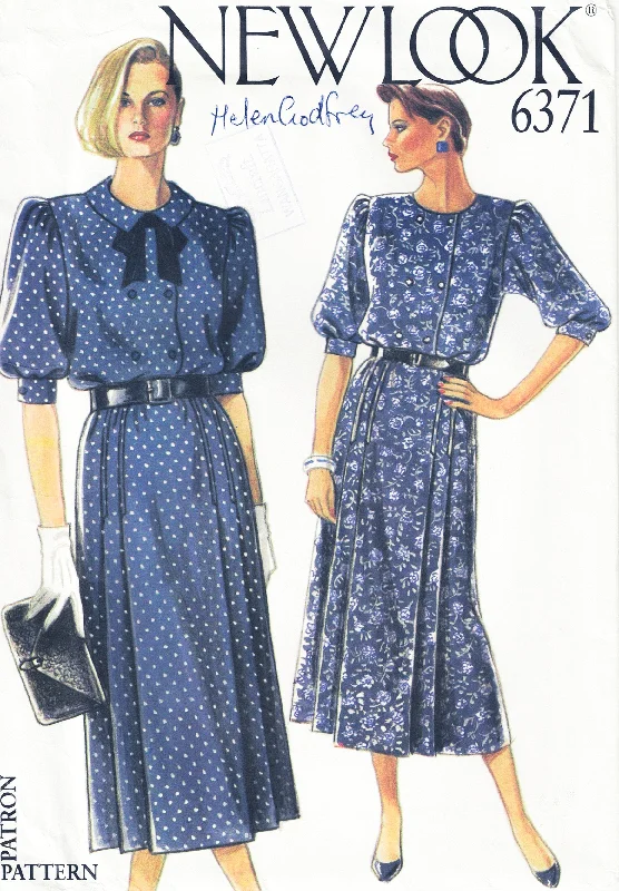 New Look 6371 Womens Double Breasted Puff Sleeved Dress 1980s Vintage Sewing Pattern Size 8 - 18 UNCUT Factory Folded New Look 6371 Womens Double Breasted Puff Sleeved Dress 1980s Vintage Sewing Pattern Size 8 - 18 UNCUT Factory Folded