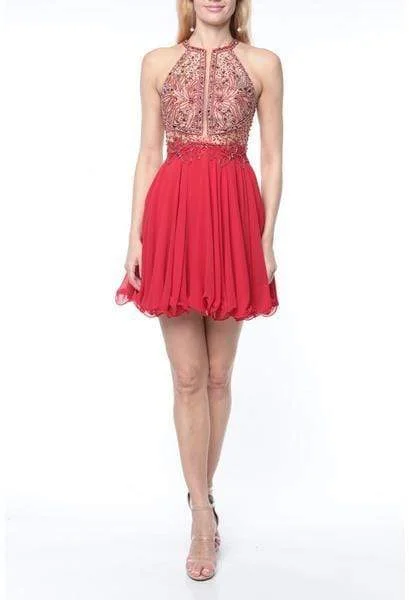 Terani Couture 1921H0407 - Floral Beaded A-Line Dress