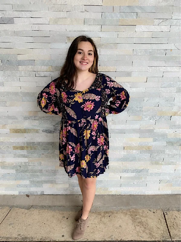 - Endless Hope Navy Floral Dress