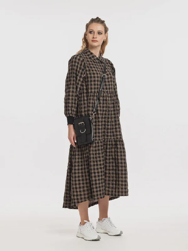 X LAB 546 Check Silver Snowflakes Dress