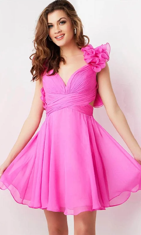 Jovani 26139 - V-Neck Crisscross Waist Cocktail Dress