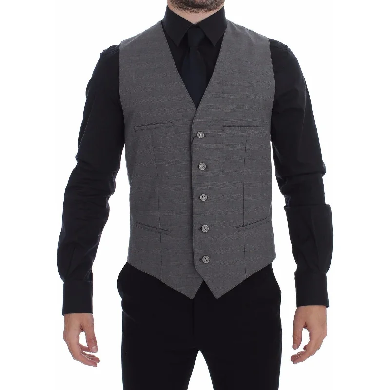 Dolce & Gabbana Elegant Gray Slim Fit Dress Vest