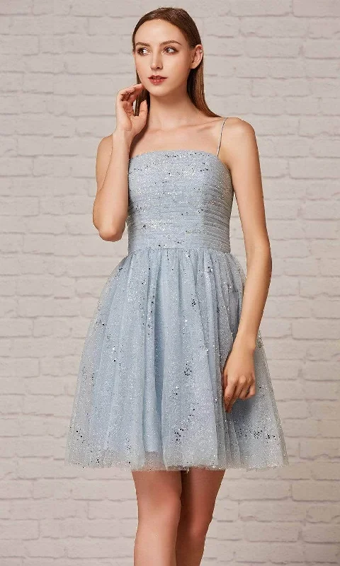 J'Adore Dresses J18078 - Sparkly Pleated Tulle Cocktail Dress