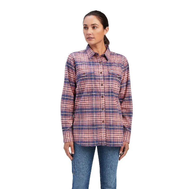 10041593 Ariat Wms Rebar Flannel Durastretch LS Work Shirt Fashionable Plaid Short Sleeve