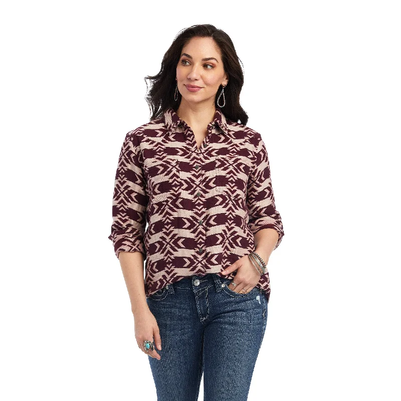 10041643 Ariat Wms Real Billie Jean L/S Shirt North Star Jacquard Soft Cotton Short Tee