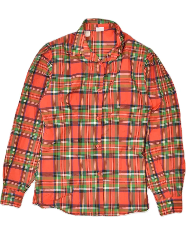 BENETTON Womens Shirt IT 44 Medium Red Check Polyester Fashionable Short Sleeve Vest BENETTON Womens Shirt IT 44 Medium Red Check Polyester Fashionable Short Sleeve Vest