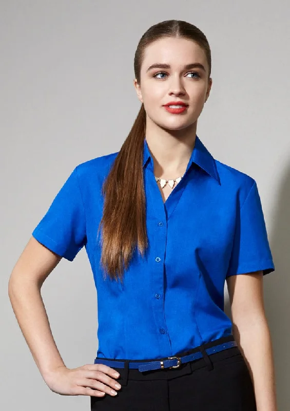 Biz Corporate Women's Plain Oasis Short Sleeve Shirt LB3601 Comfortable Peplum Short Shirt