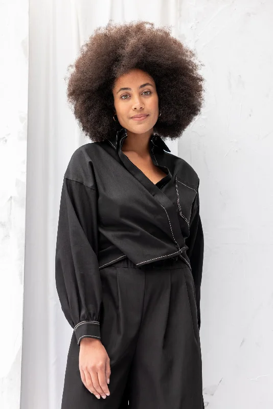 Boxy Shirt | Black Comfortable Summer Short Shirt