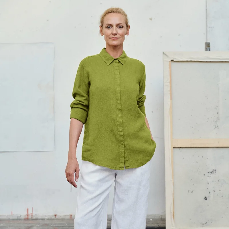 Cardamom Seed Linen Azalea Shirt Comfortable Stretch Short Shirt