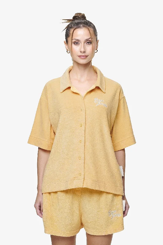 Cecina Frottee Overshirt Golden Sun Relaxed Cotton Short Blouse