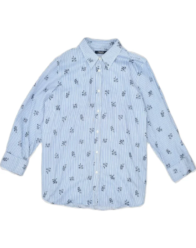 CHAPS Womens Shirt UK 18 XL Blue Pinstripe Cotton Flower Chic Silk Short Sleeve Shirt CHAPS Womens Shirt UK 18 XL Blue Pinstripe Cotton Flower Chic Silk Short Sleeve Shirt