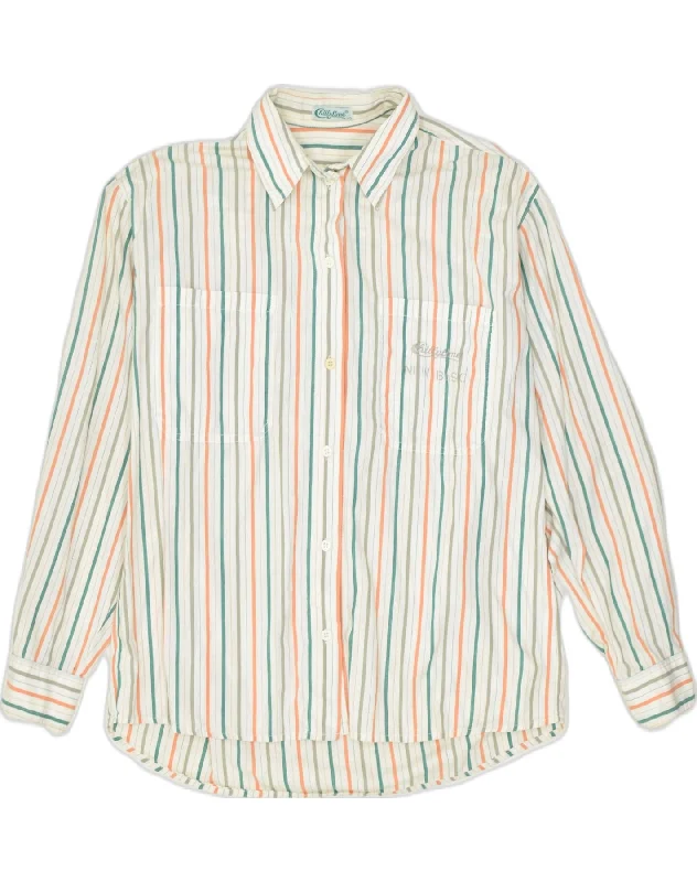 CHILLYTIME Womens Shirt EU 40 Medium Multicoloured Striped Cotton Relaxed Fit Short Sleeve Top CHILLYTIME Womens Shirt EU 40 Medium Multicoloured Striped Cotton Relaxed Fit Short Sleeve Top
