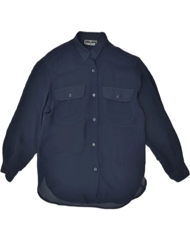DANIEL HECHTER Womens Shirt Blouse UK 12 Medium Navy Blue Viscose Classic Short Sleeve Tunic DANIEL HECHTER Womens Shirt Blouse UK 12 Medium Navy Blue Viscose Classic Short Sleeve Tunic