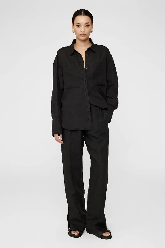 Dante Shirt - Black Chic Silk Short Sleeve Shirt