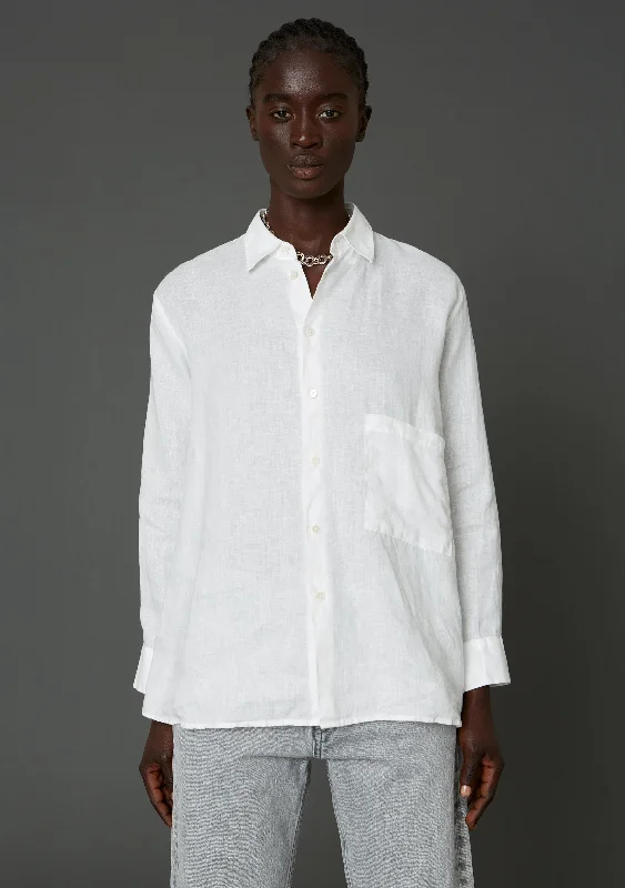 Elma Linen Shirt - Offwhite Stylish Round Neck Shirt