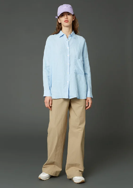 Elma Linen Shirt - Blue Relaxed Fit Short Shirt