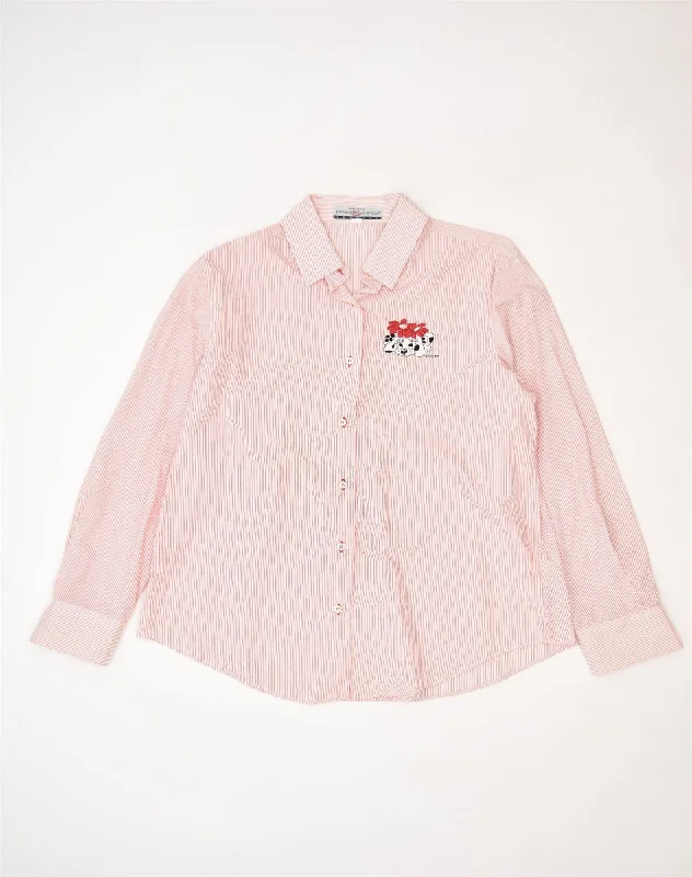 EMMANUEL SCHVILI Womens Shirt IT 50 XL Pink Pinstripe Cotton Relaxed Fit Short Blouse EMMANUEL SCHVILI Womens Shirt IT 50 XL Pink Pinstripe Cotton Relaxed Fit Short Blouse