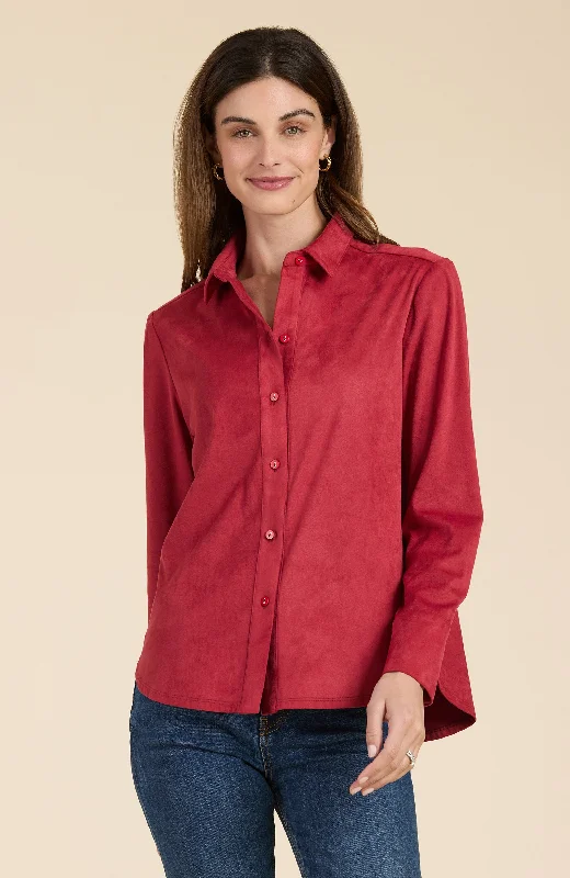 Faux Suede Club Shirt - Cayenne Cozy Plain Short Sleeve