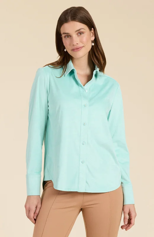 Faux Suede Club Shirt - White Water Comfortable Short Sleeve Blouse