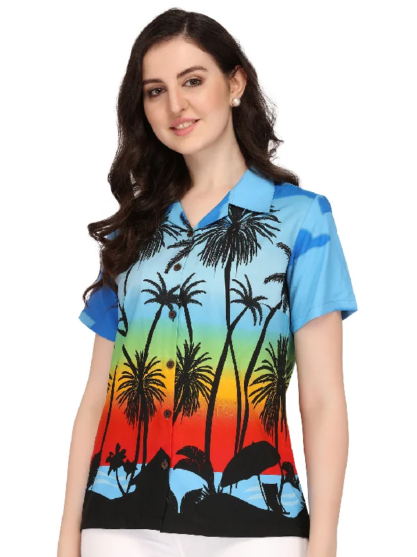 Hawaiian Shirt Women Coconut Tree Print Aloha Beach Top Blouse Casual Classic Basic Short Shirt Hawaiian Shirt Women Coconut Tree Print Aloha Beach Top Blouse Casual Classic Basic Short Shirt