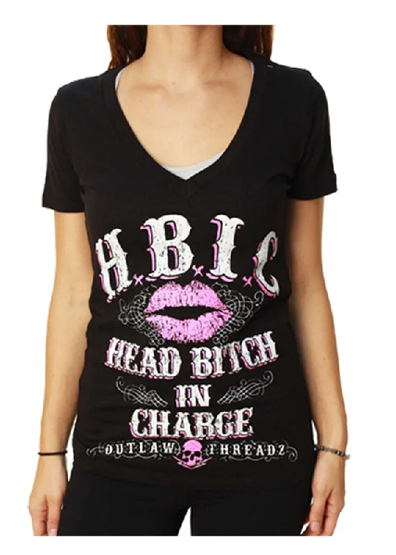 Head B In Charge Vneck Ladies Shirt Comfortable Knit Short Shirt