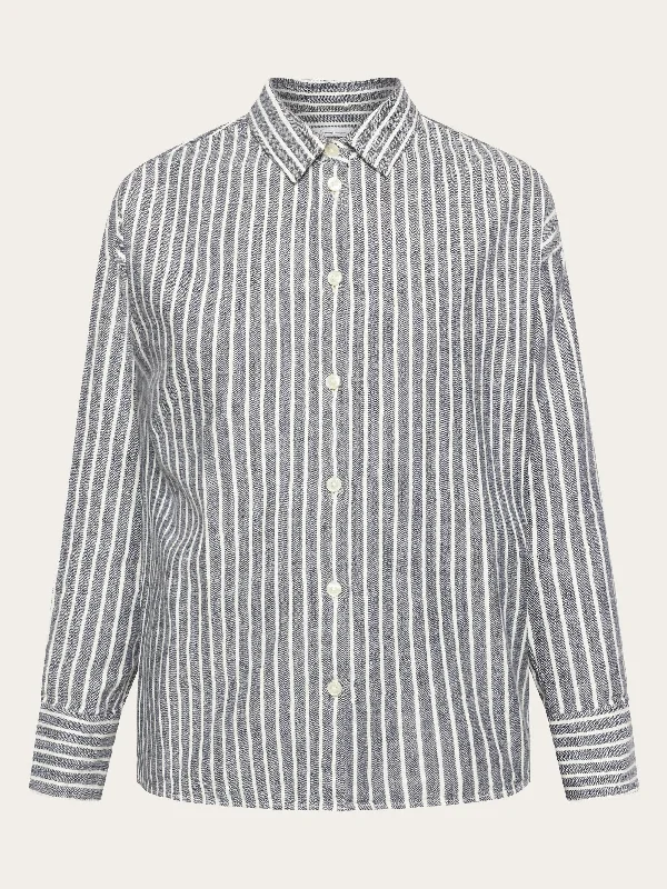 Heavy flannel stripe shirt - GOTS/Vegan - Total Eclipse Soft Cotton Short Shirt