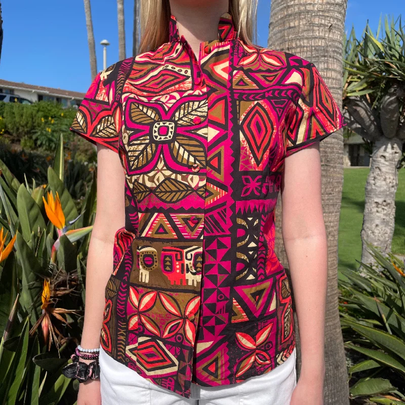 Jeff Granito's 'Distant Drums Kīlauea' - Classic Aloha Button Up-Shirt - Womens - Ready-To-Ship! Comfortable Summer Short Shirt