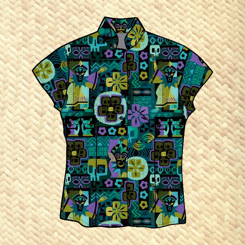 Jeff Granito's 'R'uh R'oha' - Classic Aloha Button Up-Shirt - Womens - Ready to Ship! Relaxed Fit Short Tunic