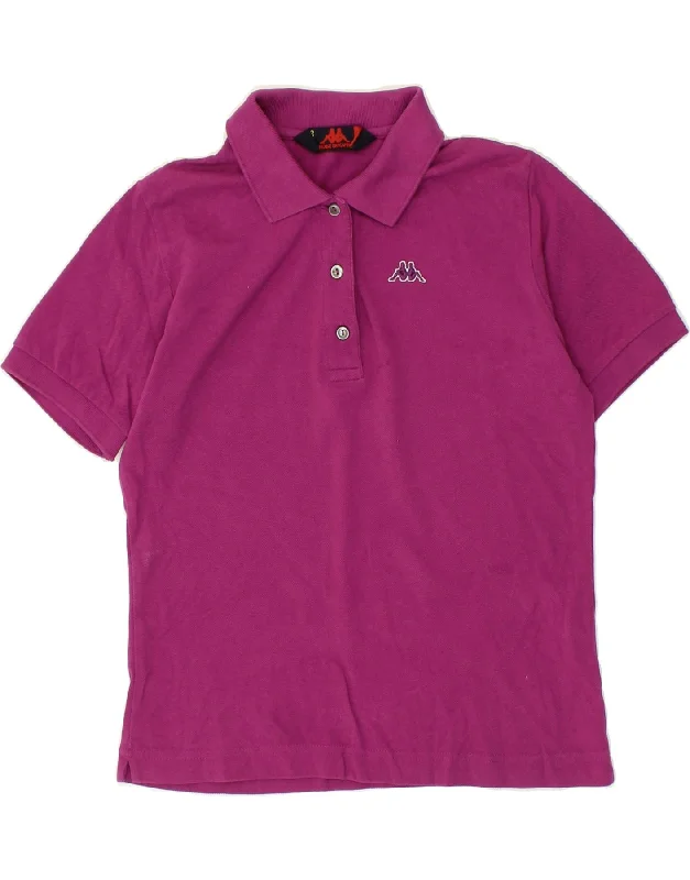 KAPPA Womens Polo Shirt UK 10 Small Purple Relaxed Button-Down Short Shirt