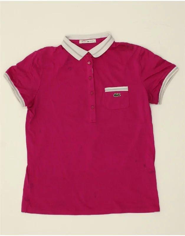LACOSTE Womens Polo Shirt Size 38 Medium Pink Polyamide Soft Cotton Short Tee