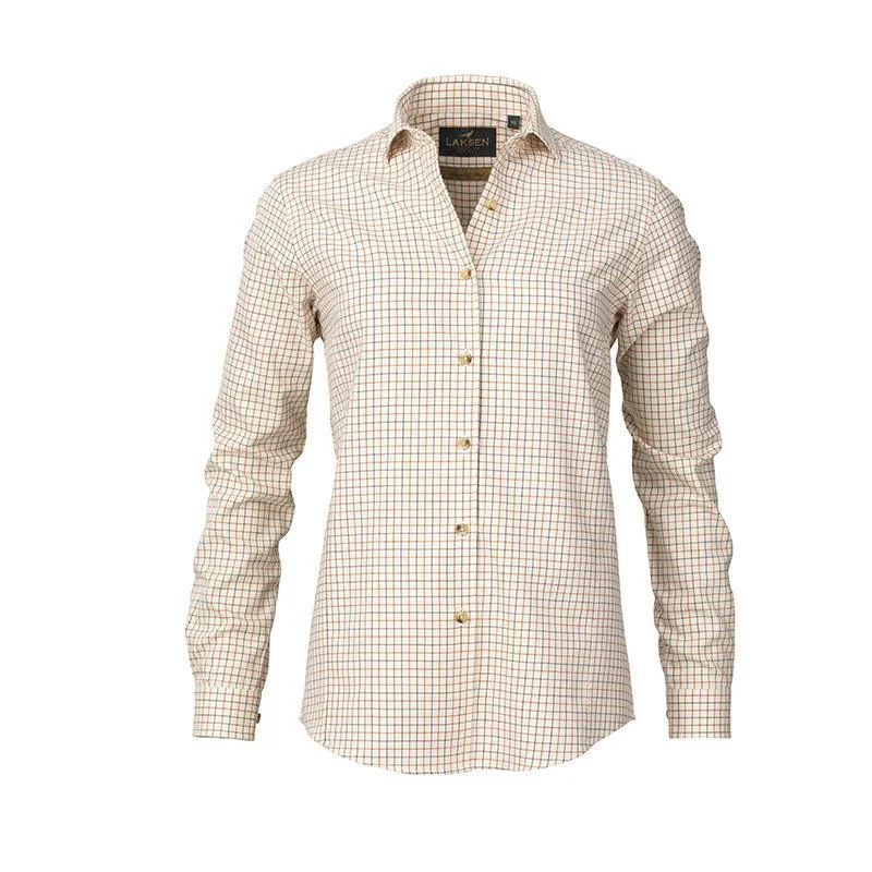 Laksen Jodie Ladies Cotton & Wool Tattersall Shirt - Mandarin Comfortable Peplum Short Shirt Laksen Jodie Ladies Cotton & Wool Tattersall Shirt - Mandarin Comfortable Peplum Short Shirt