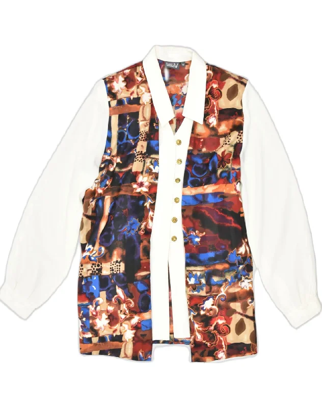 LINEAV Womens Shirt Blouse EU 38 Medium Multicoloured Floral Polyester Trendy Ruffled Short Sleeve LINEAV Womens Shirt Blouse EU 38 Medium Multicoloured Floral Polyester Trendy Ruffled Short Sleeve
