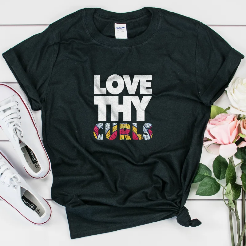 Love Thy Curls Headwrap Shirt - Unisex Women Stylish Casual Short Tee